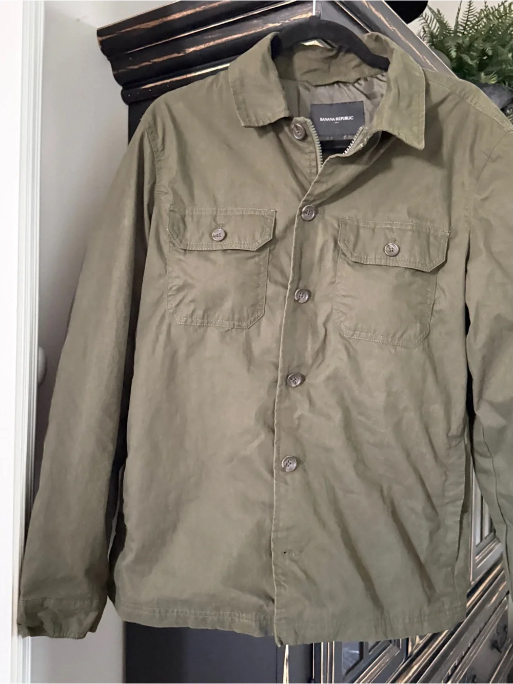 Banana Republic Olive Green Cotton Canvas Military Utility Jacket Men's, Size M